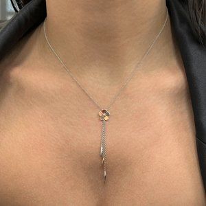 Rachel Koen Diamond Two Tone Flower Pendant Necklace 18K Yellow White Gold